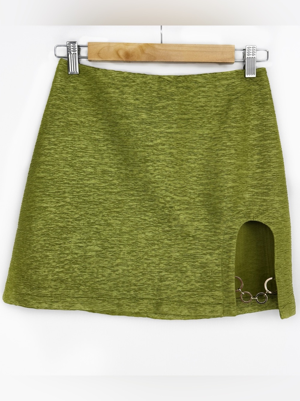 Nasty Gal Olive Green Mini Skirt with Side Ring Accent